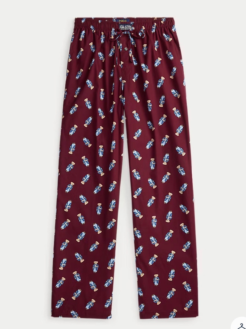 Ralph Lauren Burgundy Pajama Pants with Polo Bear Print